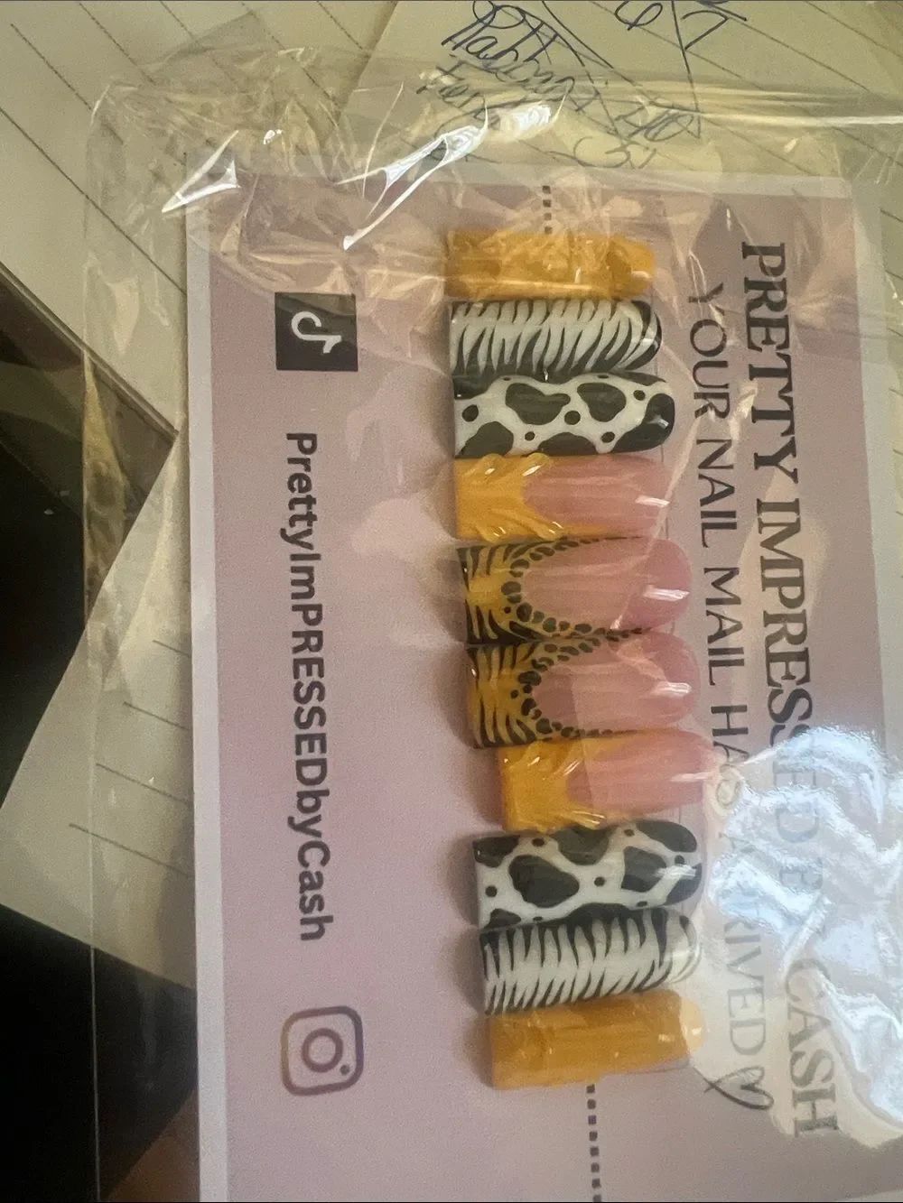 Pretty Impressed Yellow Pink Animal Print Press-On Nails